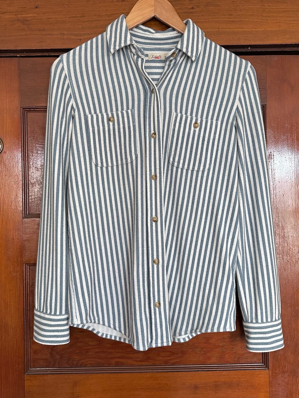 Faherty Legend Stripe Sweater Shirt Size XXS Blue White Cozy Comfy Casual